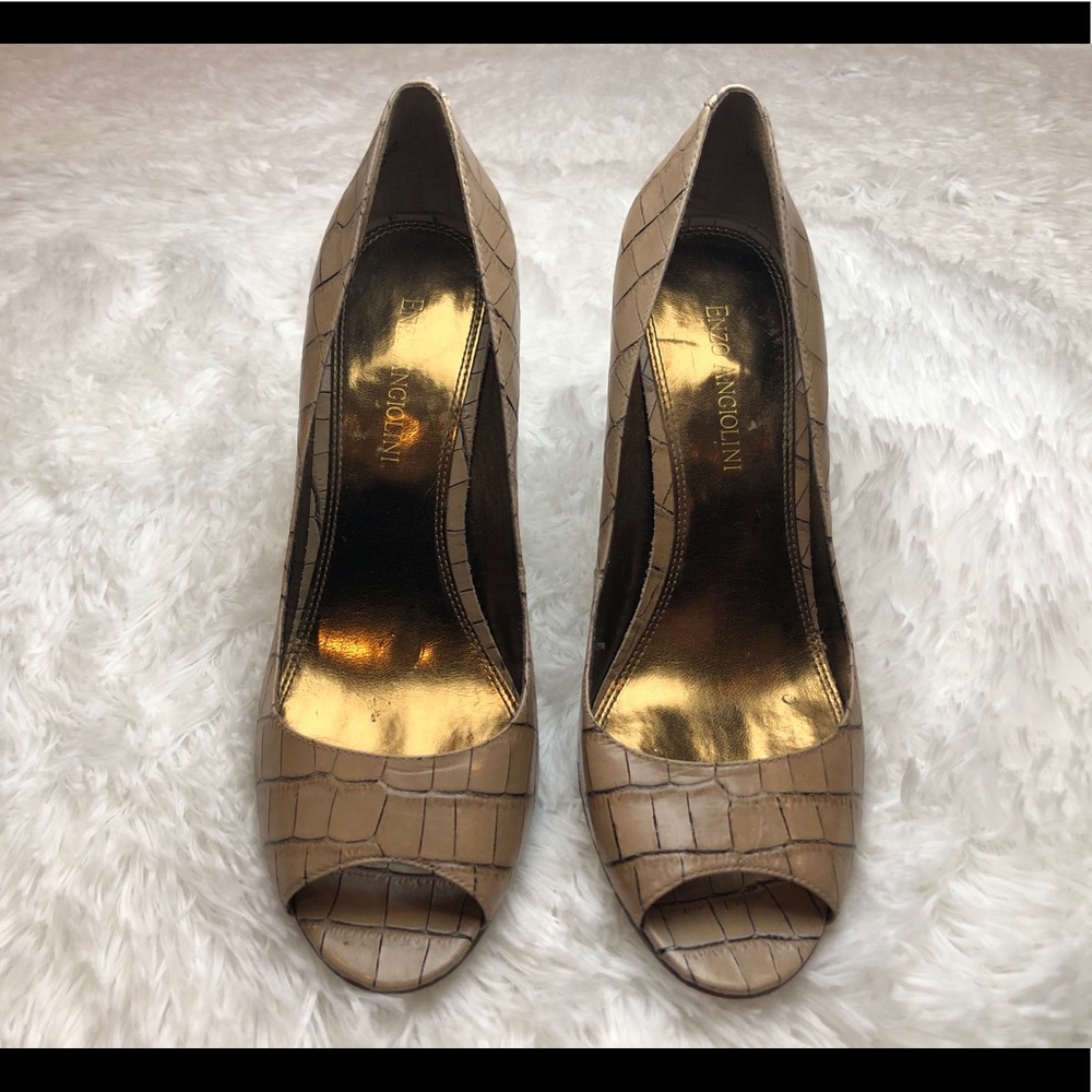 Enzo Angiolini peep toe patterned heels